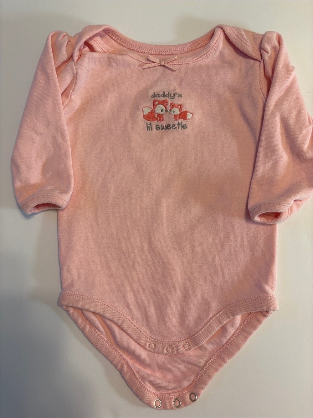 Gymboree Light Pink Long-Sleeve Bodysuit with Fox Embroidery